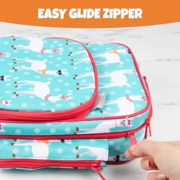 Insulated Lunch Box w Snack Pocket & Water Bottle Holder-Girls or Kids Llama School Lunchbox Tote Keeps Food Hotter or Colder Longer- Reusable Bag Fits Most Bento Boxes, Ice Packs- Back To School