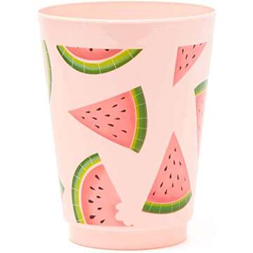 Pink Plastic Tumbler Cups for Watermelon Parties - 16 Pack