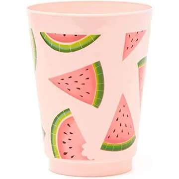 Pink Plastic Tumbler Cups for Watermelon Parties - 16 Pack