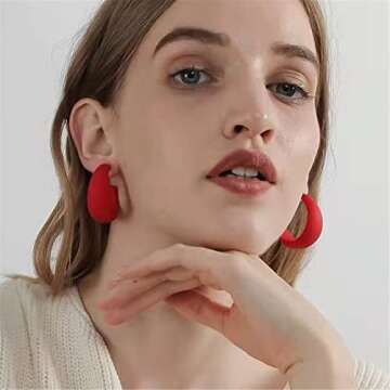 WCRAZYE Colorful Acrylic Chunky Hoop Earrings for Women Lightweight Exaggerated Geometric Earrings M...