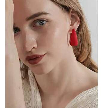 WCRAZYE Colorful Acrylic Chunky Hoop Earrings for Women Lightweight Exaggerated Geometric Earrings Minimalist Earrings Retro Neon Earrings StatementJewellery (White And Red)