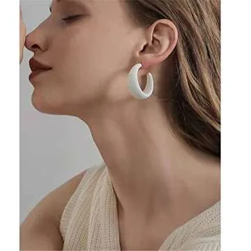 WCRAZYE Lightweight Colorful Acrylic Chunky Hoop Earrings