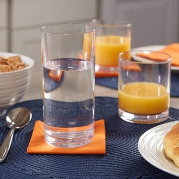 US Acrylic Classic Clear Plastic Reusable Drinking Glasses (Set of 8) 12oz Rocks & 16oz Water Cups | BPA-Free Tumblers, Made in USA | Top-Rack Dishwasher Safe