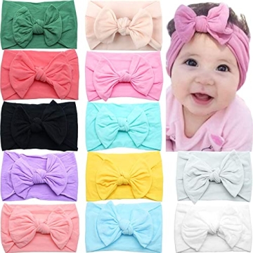 CÉLLOT Super Stretchy Soft Knot Headbands for Baby Girls