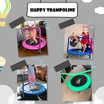 BCAN 36'' Mini Folding Ages 2 to 5 Toddler Trampoline with Handle for Kids, Two Ways to Assemble The Handle, Indoor/Garden Toddlers Trampoline with Super Safe Cover for Toddlers Black