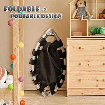 BCAN 36'' Mini Folding Ages 2 to 5 Toddler Trampoline with Handle for Kids, Two Ways to Assemble The Handle, Indoor/Garden Toddlers Trampoline with Super Safe Cover for Toddlers Black