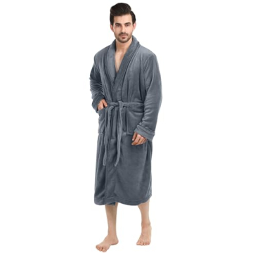 NY Threads Luxurious Men's Shawl Collar Fleece Bathrobe – Extra Comfort Spa Robe, XX-Large-3X-Larg...