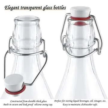 Estilo Swing Top Clear Glass Bottles,16oz Set of 4 Easy Cap Clear Bottles with Stoppers, Flip Top Glass Bottles to Store Home Brews, Oils, Vinaigrettes, Wines, Beer, Teas, Limoncello