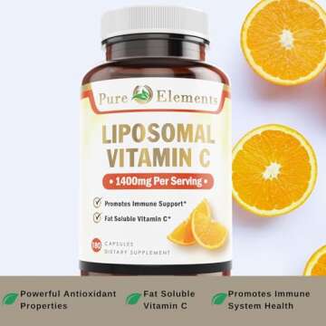 Pure Organic Elements - Liposomal Vitamin C Dietary Supplement, Capsules Non GMO, Soy Free, Gluten Free