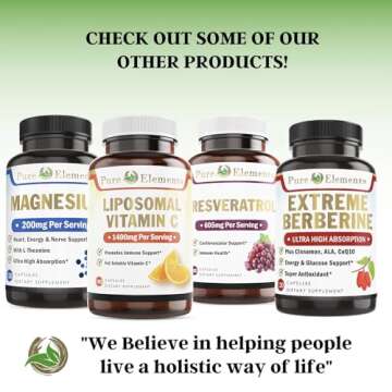 Pure Organic Elements - Liposomal Vitamin C Dietary Supplement, Capsules Non GMO, Soy Free, Gluten Free