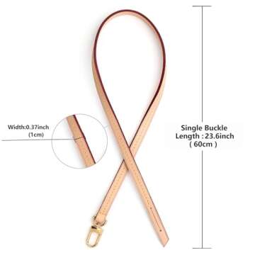 Jiesinlov Vachetta Leather Replacement Bags Strap Shoulder Strap for Multi Pochette Accessories (0.37Width Single Buckle 23.5Length)