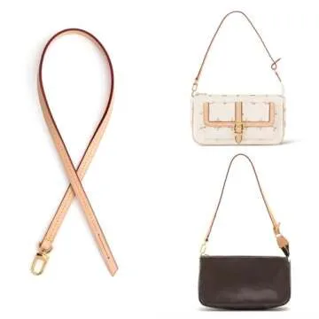 Jiesinlov Vachetta Leather Replacement Bags Strap Shoulder Strap for Multi Pochette Accessories (0.37Width Single Buckle 23.5Length)