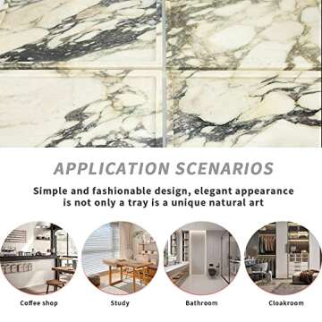 100% Natural Marble Serving Tray Luxury Calaccata Viola Marble Storage Tray for Home Decor Stone Tra...