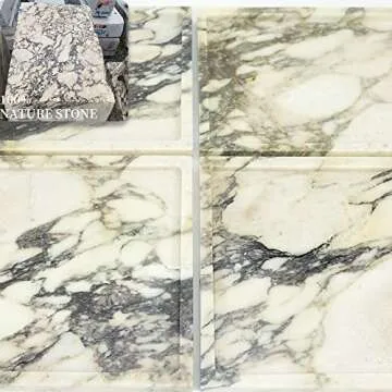 100% Natural Marble Serving Tray Luxury Calaccata Viola Marble Storage Tray for Home Decor Stone Tray for Bathroom/Kitchen/Vanity/Dresser,Plate Holder for Tissues, Candles, Towel