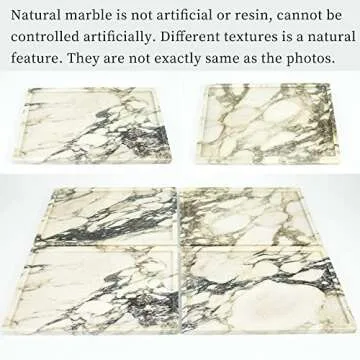 100% Natural Marble Serving Tray Luxury Calaccata Viola Marble Storage Tray for Home Decor Stone Tray for Bathroom/Kitchen/Vanity/Dresser,Plate Holder for Tissues, Candles, Towel