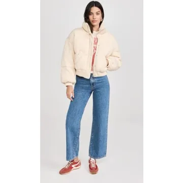 [BLANKNYC] Women's Cream Pie Bomber Jacket Stylish Layering