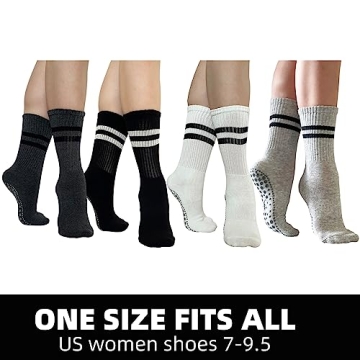 JCZANXI Yoga Socks with Grips Non Slip Cushioned Crew Socks