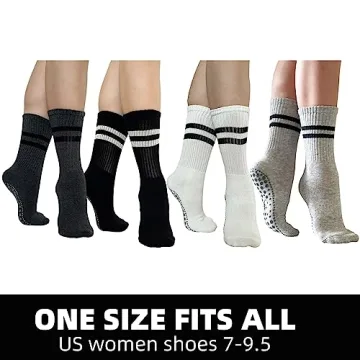 JCZANXI Yoga Socks with Grips Non Slip Cushioned Crew Socks
