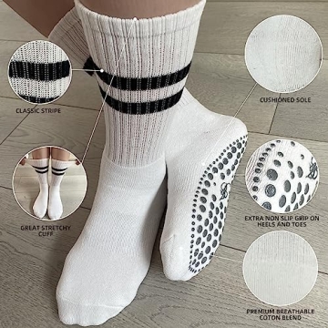 JCZANXI Yoga Socks with Grips Non Slip Cushioned Crew Socks