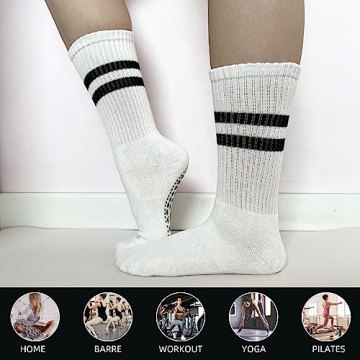 JCZANXI Yoga Socks with Grips Non Slip Cushioned Crew Socks