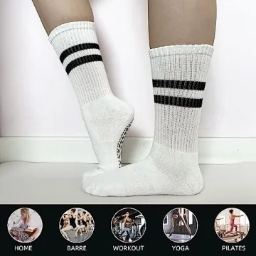 JCZANXI Yoga Socks with Grips Non Slip Cushioned Crew Socks