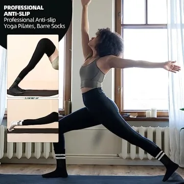 JCZANXI Yoga Socks with Grips Non Slip Cushioned Crew Socks