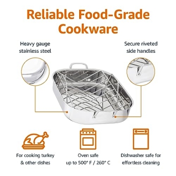 Durable Stainless Steel Roasting Pan with V-Rack