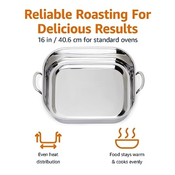 Durable Stainless Steel Roasting Pan with V-Rack