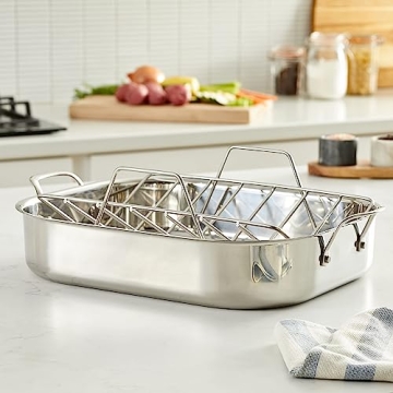 Durable Stainless Steel Roasting Pan with V-Rack