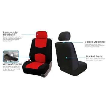 FH Group Universal Fit Red Black Seat Covers for Cars