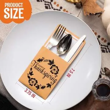 JOYIN 36 PCS Thanksgivng Turkey Cutlery Holders, Gold Foil Utensil Holders for Autumn Fall Party, Dinner Table Decor,Thanksgiving Party Favors,Thanksgiving Decorations,Thanksgiving Disposable Utensils