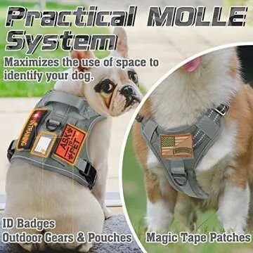 rabbitgoo Tactical Dog Harness for Large Dogs, No Pull Military Service Vest with Handle & Molle, Easy Control for Training Walking, Adjustable Reflective Straps, Dark Grey, L