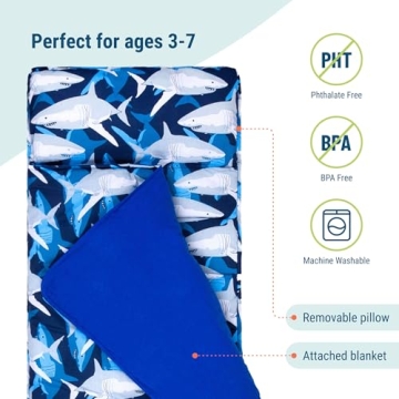 Wildkin Nap Mat with Pillow for Kids - Travel Friendly