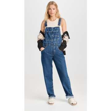 Free People Women's Ziggy Denim Overall, Sapphire Blue