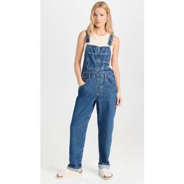 Free People Women's Ziggy Denim Overall, Sapphire Blue