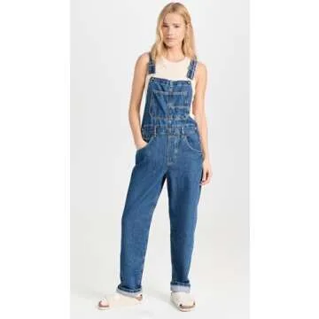 Free People Women's Ziggy Denim Overall, Sapphire Blue