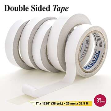 BAZIC Double Sided Tape 1" X 36 Yard - Clear Adhesive for Arts & Crafts