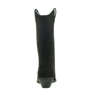 Soda Reno Women Western Cowboy Pointed Toe Knee High Boots - Stylish Black Suede