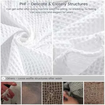 PHF 100% Cotton Waffle Weave Throw Blanket 50" x 60" - Lightweight Cozy Washed Soft Breathable Throw for Adults and Kids - Great Layer for Couch Bed Sofa-Elegant Home Decoration Gift - White