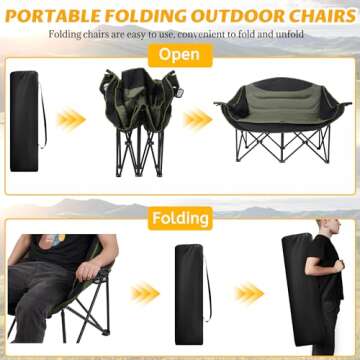 UBALANCE Double Camping Chair | Two Person Camp Chair