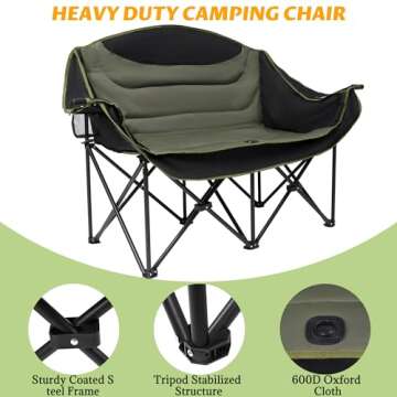 UBALANCE Double Camping Chair | Two Person Camp Chair