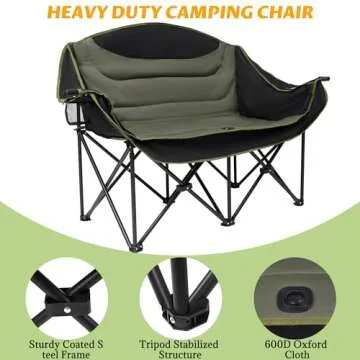 UBALANCE Double Camping Chair | Two Person Camp Chair