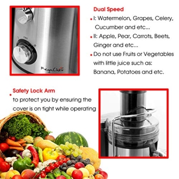MegaChef Juice Extractor with Dual Speed and Stainless Steel