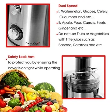 MegaChef Juice Extractor with Dual Speed and Stainless Steel