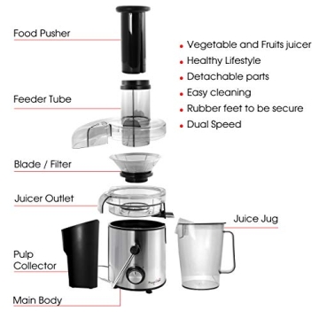 MegaChef Juice Extractor with Dual Speed and Stainless Steel