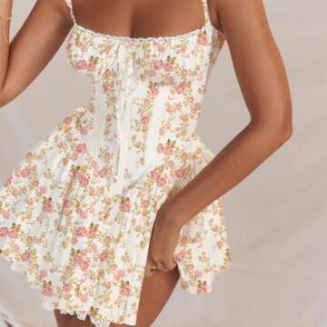 Women's Dress Sleeveless Lace Floral Camisole Corset Suit Style Sexy Dress for Women