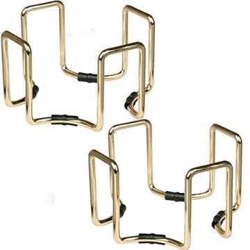Gold Coaster Holders (2 Pack) - Iron Non-Skid & Non-Scratch Holders Protect Tabletops - Fits 5 Coasters 4" to 4.25" in Size - Octagonal Design Holds Coasters of Any Shape - Aesthetic Coaster Storage