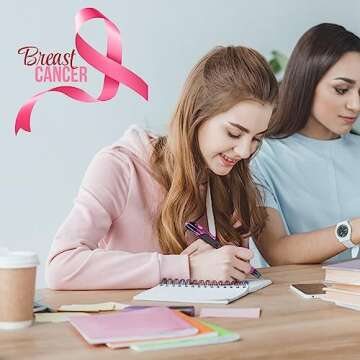 Yeaqee 24 Pcs Breast Cancer Awareness Retractable Pink Pens Pink Ribbon Ballpoint Pen 0.5mm Black Ink Pink Gel Pens Fine Point Pink Office Supplies for Event Theme Party Favors Accessories