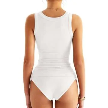 EasyGala Womens Square Neck Ribbed Tank Tops Sleeveless Basic Tops Sexy Slim Fit Summer Clothes White X-Small