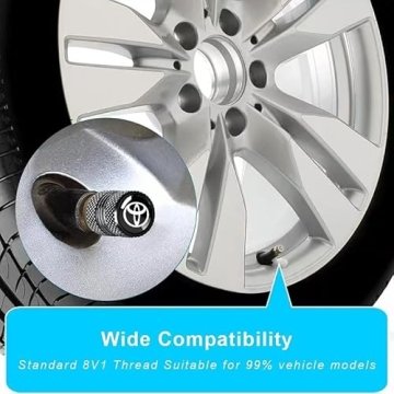 Metal Auto Tire Valve Stem Compatible with Toyota Trim Accessories 4pcs Black